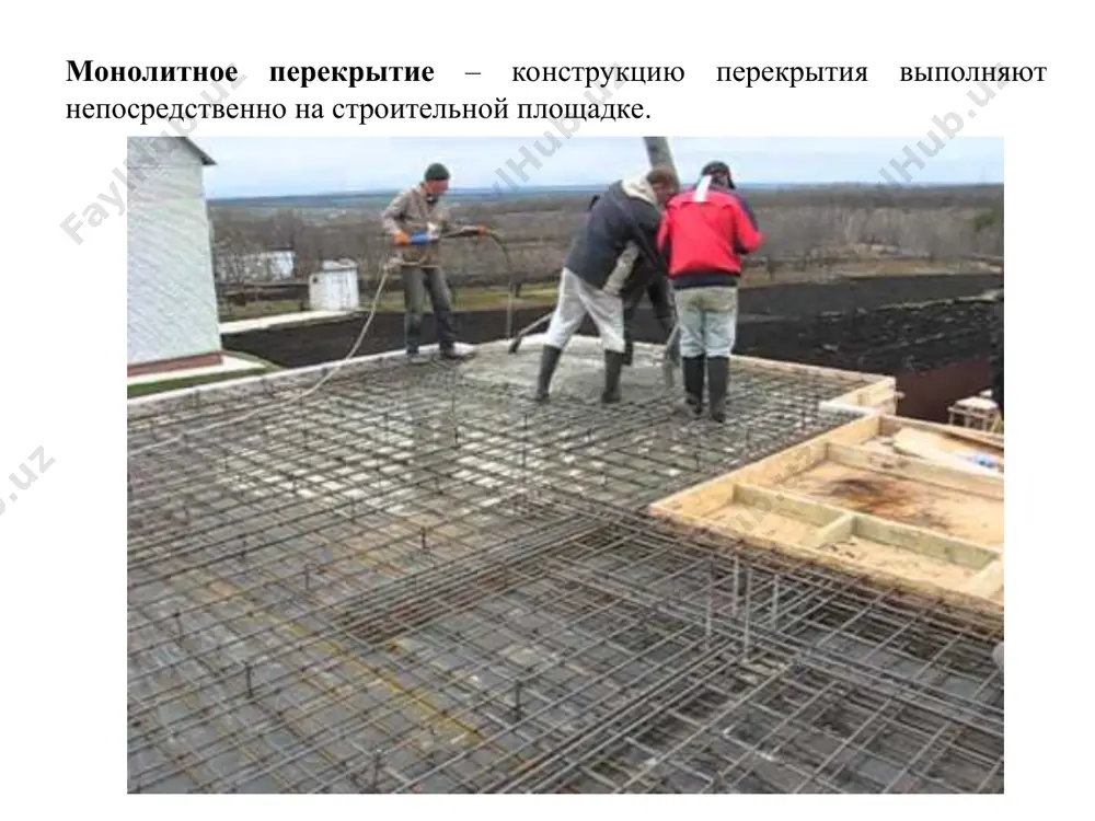 ya) q – obshaya nagruzka; g – postoyannaya nagruzka; v – vremennaya nagruzka. maksimalnoy znachenie izgibayushego momenta: maksimalnoy znachenie poperechnoy sili: l – raschetniy prolet balki variant mnogoproletnoy balki (rigelya) g – postoyannaya nagruzka; v – vremennaya nagruzka. usiliya (izgibayushie momenti i poperechnie sili) opredelyayutsya metodom predelnogo ravnovesiya. raschet sbornix balok (rigeley) perekritiya po predelnim sostoyaniyam raschet po pervoy gruppe predelnix sostoyaniy: - raschet po prochnosti normalnix secheniy (opredelenie ploshadi prodolnoy armaturi); - raschet po prochnosti naklonnix secheniy (opredelenie ploshadi poperechnoy armaturi). raschet po vtoroy gruppe predelnix sostoyaniy: - raschet po obrazovaniyu treshin; - raschet shirini raskritiya treshin; - raschet progiba. vid i klassi betonov: v15, v20, v25. konstruirovanie sbornix balok (rigeley) perekritiya raspolojenie prodolnix i poperechnix armaturnix sterjney v odnoproletnoy balke (rigele) prodolnaya armatura poperechnaya armatura konstruktivnaya armatura raspolojenie prodolnix i poperechnix armaturnix sterjney v mnogoproletnoy balke (rigele) prodolnaya armatura poperechnaya armatura konstruktivnaya armatura uzel opiraniya mnogopustotnoy jelezobetonnoy pliti …