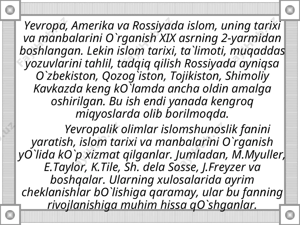 sahrolardan iborat bo`lganligi sababli o`troq dehqonchilik faqat va ayrim joylarda sahrolar o`rtasidagi onda-sonda uchraydigan kichik vohalardagina birmuncha taraqqiy etgan edi. bu yerlarda dehqonchilik ham noqulay iqlim sharoiti tufayli har tomonlama cheklangan edi, asosan xurmo va arpa yetishtirilardi. yarimorolning cheksiz sahrolarida yashovchi, chorvachilik bilan shug`ullanuvchi arab qabilalari-badaviylar bundan ham og`ir sharo-itda yashar edilar. ular ijtimoiy taraqqiyot jihatidan ancha orqada qolgan, taraqqiyotning urug`-qabilachilik bosqichida edilar. vi asr oxiri-vii asr boshlarida, ya`ni islom vujudga kelishi arafasida turli arab qabilalarining ijtimoiy-iqtisodiy taraqqiyot darajasi bir xil emas edi. qadimiy taraqqiyot markazi bo`lgan yamanda rivojlangan quldorlik tuzumi hukmron bo`lib, yarim orolning shimoliy qismida joylashgan va vizantiya hamda eron kabi qadimiy imperiyalar ta`siri ostida bo`lgan hududlarda savdo munosabatlari endigina rivojlana boshlagan, sahrolarda ko`chmanchi chorvachilik bilan shug`ul-langan arab qabilalari o`rtasida patriarxal, urug`-qabilachilik tartibi hukmron edi. bu tartibning yemirilishi va sinfiy munosabatlarning tarkib topishi davri endigina boshlangan edi. og`ir iqlim sharoiti va ishlab chiqaruvchi kuchlar zaif rivojlanganligi sababli arabiston …
