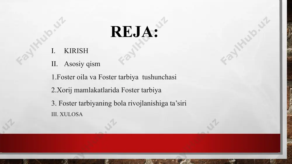 bu bolalar vaqtinchalik uyga joylashtiriladigan, o'qitilgan shaxslar tomonidan parvarish qilinadigan tizim. joylashtirish turlariga qarindoshlik yordami, terapevtik homiylik va shoshilinch boshpana yordami kiradi. qarindoshlik g'amxo'rligi bolalarni qarindoshlari yoki yaqin oila do'stlari bilan joylashtirishni o'z ichiga oladi. terapevtik homiylik tarbiyasi xulq-atvori yoki hissiy ehtiyojlari bo'lgan bolalarga maxsus yordam ko'rsatadi. favqulodda boshpana yordami inqirozli vaziyatlarda vaqtinchalik boshpana taklif qiladi. mehribonlik uyining har bir turi muayyan maqsadlarga xizmat qiladi va muhtoj bolalar uchun turli darajadagi parvarish va yordamni ta'minlaydi. joylashuvni bolaning o'ziga xos sharoitlari va talablariga moslashtirish juda muhimdir. foster tarbiyasi bolalarni vaqtinchalik uylarda tarbiyalashni o'z ichiga oladi. u himoyaga muhtoj bolalar uchun xavfsiz va barqaror muhitni ta'minlashga qaratilgan. homiylik ostidagi bolalar turli xil qiyinchiliklarga duch kelishadi, masalan, ajralish tashvishi va moslashish muammolari. ular rivojlanish uchun g'amxo'rlik qiluvchilarning qo'llab-quvvatlashi va sevgisidan foydalanadilar. foster tarbiyaning bolalarga ta'siri chuqur bo'lishi mumkin. bu ularning hissiy rivojlanishi va kelajakdagi farovonligini shakllantirishi mumkin. homiylikdagi ijobiy tajribalar bolalar uchun yaxshi …