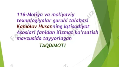 xizmat ko'rsatish — PPTX