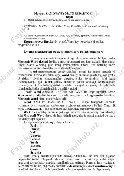 zamonaviy matn redaktori — PDF