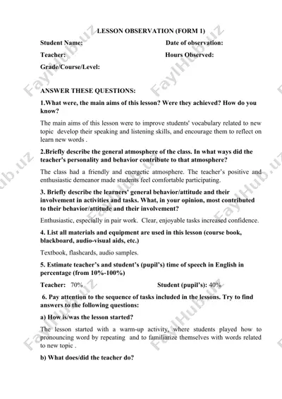 lesson observation (form 1) — DOCX