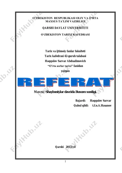 shayboniylar davrida buxoro xonligi — PDF