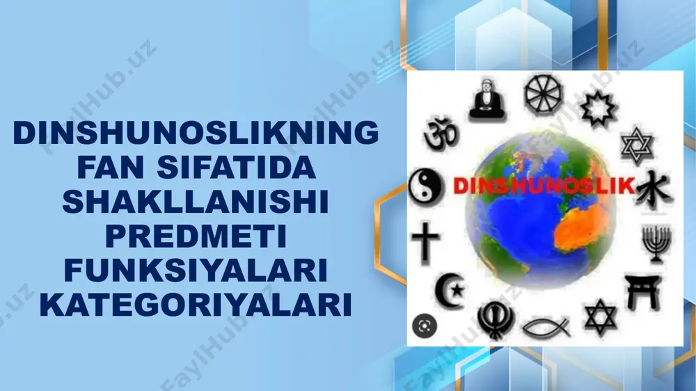 odalangan. platon, aristotel kabi yunon faylasuflari diniy e’tiqod va ilohiyot haqida fikr yuritganlar. ular ilohiy mavjudot, olamning kelib chiqishi, ruhning abadiyligi kabi masalalarni falsafiy asosda tahlil qilganlar. bu davrda hali dinshunoslik mustaqil fan sifatida ajralib chiqmagan bo‘lsa-da, uning falsafiy negizlari shakllangan. b) o‘rta asrlarda dinshunoslikka yondashuvlar o‘rta asrlarda din markaziy ijtimoiy institut sifatida jamiyat hayotining deyarli barcha sohalarini qamrab olgan. bu davrda dinshunoslik ilohiyot (teologiya) shaklida rivojlangan. g‘arbda – xristian dini asosida tom ma’noda ilohiy bilimlarni tizimlashtirishga urinishlar bo‘lgan (masalan, tomas akvinskiy). sharqda esa islom falsafasi, kalom, fiqh va tasavvuf kabi diniy-ilmiy yo‘nalishlar shakllangan. imom moturidiy, imom g‘azzoliy, ibn sino, al-farobiy singari allomalar diniy masalalarni mantiqiy, falsafiy va ilmiy asosda tahlil qilganlar. bu davrda dinshunoslik ilohiyot bilan birga rivojlanib, diniy bilimlar tizimlashtirila boshlangan. c) yangi davrda dinshunoslikning ilmiylashuvi xvii–xix asrlarda yevropada ilm-fanning jadal rivojlanishi natijasida diniy hodisalarga nisbatan tanqidiy va ilmiy yondashuv shakllandi. endilikda din ob'ektiv tahlil qilinadigan ijtimoiy-madaniy hodisa …