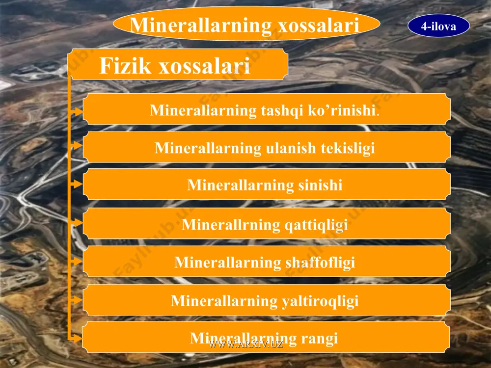 minerallar. ularning xossalari va bo'linishi - Page 5