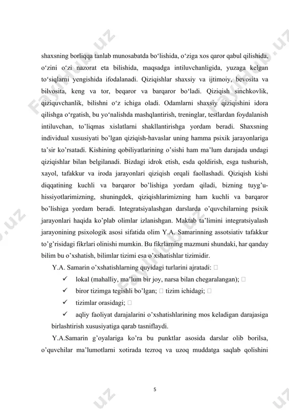 ga ko'proq ma'lumot olish va kundalik hayotlarida yaxshi qarorlar qabul qilish imkoniyatini beradi. xususan, o`zbekiston respublikasi prezidentining 2017 yil 20- apreldagi “oliy ta’lim tizimida yanada rivojlanish chora-tadbirlari to`g`risida“gi pq-2909-son qarori, 2017 yil 27-iyuldagi “oliy ma’lumotli mutaxassislar tayyorlash sifatini yanada kengaytirish choratadbirlarlari to`g`risida”gi pq-3151-son qarori, 2017 yil 9 avgustdagi “oliy ta’lim muassasalarida ta’lim sifatini oshirish va ularning mamlakatda amalga oshirilayotgan keng qamrovli islohotlarda faol ishtirokini ta’minlash bo`yicha qo`shimcha chora-tadbirlar to`g`risida[footnoteref:1]“gi pq-3775-son qarori qabul qilindi[footnoteref:2]. [1: boshlang'ich sinflarning takomillashtirilgan davlat ta'lim standarti. boshlang'ich ta'lim. 2005-yil, 5- son. ] [2: ziyonet.uz 8. saloydinov, s. q. (2021). paxta tozalash zavodlarida energiya sarfini kamaytirishning texnik-iqtisodiy mexanizmini yaratish. “academic research in educational sciences”, 2(9), 886-889. https://doi.org/10.24412/2181-1385-2021-9- 886-889 ] davlatimiz rahbari bolalar tarbiyasi jarayonida o`z ishini puxta biladigan, malakali va har bir bolaga individual yondasha oladigan pedagog-kadrlarni jalb qilgan holda, ularni go`daklardan fikr va tafakkurni to`g`ri shakllantirib bormasak, kelajakda yuksak saviya, bilim va ma’naviyatga ega bo`lgan barkamol …