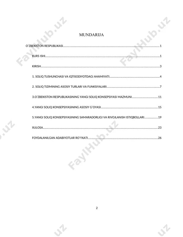 misolida olib borilgan islohotlar esa bu yo‘nalishda erishilgan yutuqlar va hali yechimini kutayotgan muammolarni kompleks ko‘rib chiqish imkonini beradi. 1. soliq tushunchasi va iqtisodiyotdagi ahamiyati soliq — bu jismoniy va yuridik shaxslar tomonidan davlat byudjetiga majburiy ravishda to‘lanadigan pul mablag‘i bo‘lib, u davlat tomonidan belgilangan tartibda, belgilangan miqdorda va belgilangan muddatlarda undiriladi. soliq iqtisodiy kategoriya sifatida uzoq tarixga ega bo‘lib, jamiyatda davlatning shakllanishi va uning vazifalarini bajarishi uchun zarur bo‘lgan moliyaviy asosni yaratgan. soliqning iqtisodiy mohiyati iqtisodiy nazariyada soliqlar mulk va daromadlar qayta taqsimotining muhim vositasi sifatida talqin qilinadi. bu degani, soliq yordamida davlat ijtimoiy tenglikni ta'minlash, iqtisodiyotdagi nomutanosiblikni yumshatish, resurslarni qayta taqsimlash orqali iqtisodiy faollikni rag‘batlantirishga erishadi. soliqning iqtisodiyotdagi asosiy vazifalari quyidagilardan iborat: 1. fiskal funksiya (moliyalashtirish funksiyasi) – davlat byudjetini shakllantirish va unga zarur mablag‘larni to‘plash. 2. taqsimlash funksiyasi – daromadlarni ijtimoiy qatlamlar orasida adolatli taqsimlash. 3. tartibga soluvchi funksiya – iqtisodiy faoliyatni stimulyatsiya qilish yoki cheklash orqali …