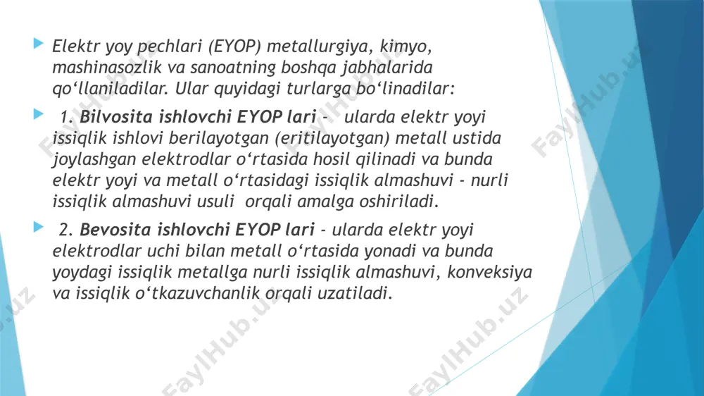 ishlovi berish uchun quyidagi shart bajarilishi talab qilinadi: bu erda: r0 - qizdirilayotgan detal radiusi ; z.iss- qizdirilayotgan metallga tokning sizib kirish chuqurligi ishlash prinsipiga ko‘ra tiqq lar davriy rejim va uzluksiz rejim iqq lariga bo‘linadi. davriy rejim tiqq larida faqat bitta detalpga yoki uning ma’lum qismiga issiqlik ishlovi beriladi. uzluksiz rejim tiqq larida esa induktor magnit maydoniga kiritilgan bir nechta detallarga bir paytning o‘zida issiqlik ishlovi beradi. bunday qurilmalarning induktorlari detallarning formasi va o‘lchamlariga bog‘liq bo‘lib, shaklan aylana (doira), oval, kvadrat yoki to‘g‘ri to‘rtburchak formasidagi konstruksiyaga ega bo‘ladi. tiqq larning ishlash prinsipi yuza effekti va yaqinlik effektlariga asoslangan. bunday qurilmalar detallarga termokimyoviy ishlov berishdan (toblash, sementlash, azotlash kabi) oldin issiqlik ishlovi berish uchun mo‘ljallangan image1.png image2.png image3.png image4.png image5.wmf oleobject4.bin r ucc 0 3 2 3 5 × = ¸ d . /docprops/thumbnail.jpeg
