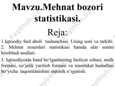 mehnat bozori statistikasi — PPT