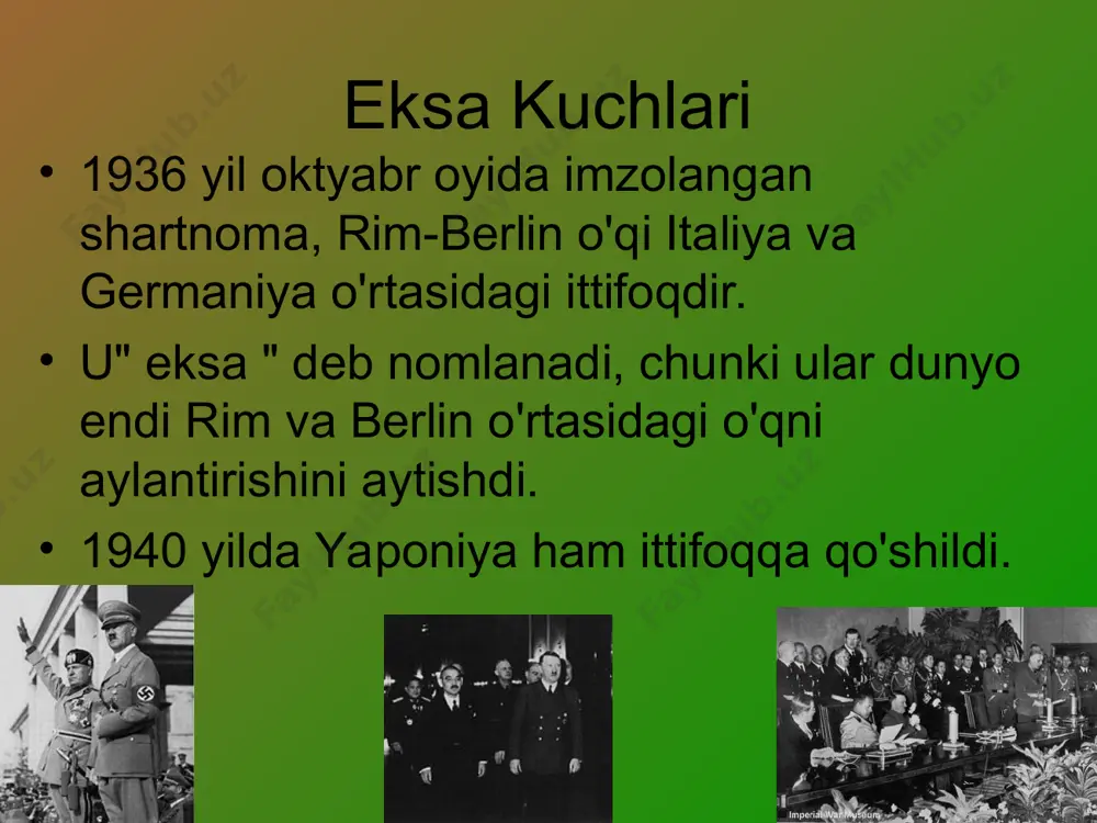 shunday qilib, agar britaniya imperiyasi va uning hamdo'stligi ming yil davom etsa, erkaklar hali ham: 'bu ularning eng yaxshi soati edi'---uinston cherchill rossiyaga bostirib kirish 1941 yil 22- iyunda barbarossa operatsiyasi sovet ittifoqiga bostirib kirish uchun nemis rejasi nomi edi. bosqin fashistlarga kavkazning neft konlarini, ukrainaning qishloq xo'jaligi yerlarini va g'arbiy rossiyaning sanoat mintaqalarini oladi deb umid qilingan edi. gitler hujumning bir qismi sifatida 3,2 million kishini sovet chegarasiga ko'chirdi. nemislar rossiyaga chuqur kirib boradilar, ammo sovuq ruslarni qo'riqlaydi. nemislar 1941 yil oxiriga kelib moskvadan 20 milya masofada bo'ladi. 3 yildan keyin nemislar orqaga qaytishni boshlaydilar va rus qo'shinlari tomonidan bosib olinadi. bu gitlerning eng katta xatosi bo'ladi. rossiyaga bostirib kirish 1940 yilgi saylov yaqinlashib kelayotgan urush tufayli demokratlar yana uchinchi muddatga fdr nomzodini qo'yishdi. respublikachilar vendell uillkini yangi bitim barbod bo'layotgani va fdr bizni urushga olib borishi haqida platformada nomzod qilib ko'rsatmoqdalar. fdr o'z lavozimidagi uchinchi muddatiga yetib bordi. …