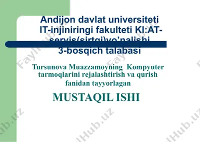kompyuter tarmoqlari va lokal tarmoklar — PPTX