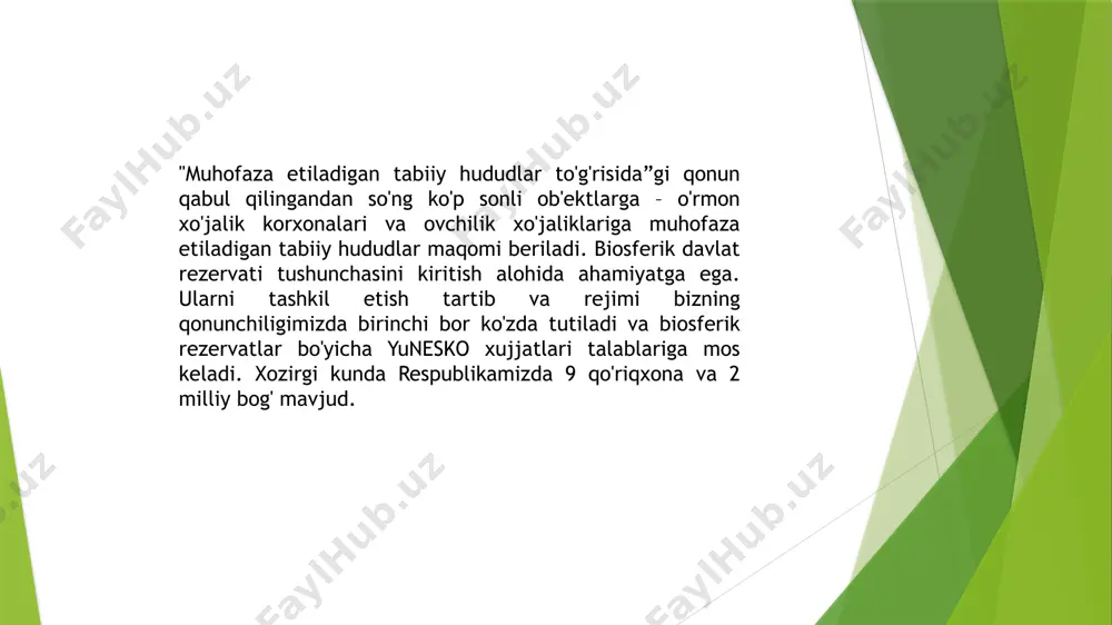 03 tur qushlar, 28 tur sutemizuvchilar mavjud. qushlardan burgut, boltayutar, mitti burgut, qumay, itolg'i; sutemizuvchilardan qor qoploni, turkiston silovsini, qo'ng'ir ayiq va markaziy osiyo qunduzi "qizil kitobga” kiritilgan. qo'shtuoyoqlilardan to'ng'iz va sibir tog' echkisi keng tarqalgan. kaklik deyarli har qadamda uchraydi. kemiruvchilardan qizil sug'ur va boshqalar o'tzorlardan boshpana topishgan va ularning asosiy "dushmani” - bo'ri va tulki ham mavjud. qizilsuv bo'limidagi dengiz sathidan 4000 m dan yuqori bo'lgan "osmon-talash” cho'qqisi eng baland nuqta hisoblanadi. yodgorliklardan tulkito'g'ay ota, xo'jagul ota ziyoratgohlari, amir temur g'ori (uzunligi 670 metr), dinozavrlar izi, bumni qapchig'ay, o'g'rini zindoni, ho'kizburun, suvtushar va xo'jaqulbars sharsharalari mavjud. hisor qo'riqxonasi yunesko umumjahon tabiiy va madaniy meros ro'yhatiga kiritish uchun taqdim etilgan. /docprops/thumbnail.jpeg