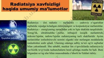 radiatsiyaxavfsizligi haqida umumiy ma’lumotlar — PPTX