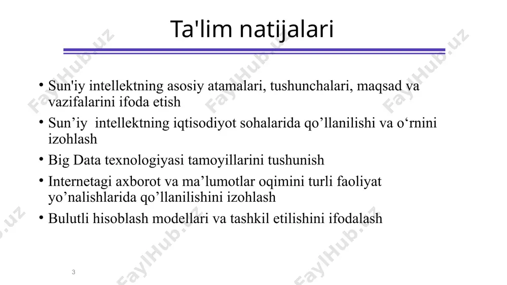 qlangan ma'lumotlardan foydalanib, savollarga javob olish va javob berish mashinaviy o'rganish (yangi sharoitlarga moslashish) 9 tyuring testi 1950 yillar tarixda ai vujudga kelgan yillar sifatida qayd etilgan. alan tyuring mashinaning aql-idrokini aniqlash usuli sifatida maxsus testni (keyinchalik "tyuring testi" deb ataladi) taklif qildi. ushbu testda bir yoki bir necha kishi ikkita yashirin suhbatdoshga savol berishi va javoblarga asoslanib, ulardan qaysi biri mashina, qaysi biri shaxs ekanligini aniqlashi kerak. agar odam qiyofasida bo'lgan mashinani topib bo'lmasa, mashina sezgir deb taxmin qilingan. shuningdek, tyuring testiga ("lebner mukofoti" deb ataladi) qo'shimcha mavjud bo'lib, u inson suhbatining eng yaxshi taqlidchisini aniqlash uchun yondashuvdir. questions answers answers qaysi biri inson? qaysinisi kompyuter? si qo’llanilish asoslari computer engineering - kompyuter muhandisligi qanday qilib samarali kompyuterni qurish mumkin? ai dasturini amalga oshirishga imkon beradigan artefaktni taqdim etadi kompyuterning kuchi katta va qiyin masalalarni hisoblashni osonlashtiradi ai, shuningdek, kompyuter faniga o'z ishini qo'shgan, jumladan: vaqt almashish, bog'langan ro'yxat …