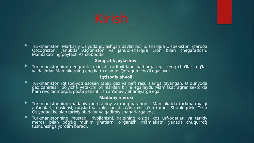 ilish va jamoatchilikda ijtimoiy barqarorlikni ta'minlash. ishsizlik va qashshoqlikni kamaytirish: ishsizlik va qashshoqlikni kamaytirish, aholini ish bilan ta'minlash va ijtimoiy yordam ko'rsatish orqali. ijtimoiy himoyaning asosiy maqsadlari oila va farzandlar himoyasi oilaviy ijtimoiy xizmatlar: oila a'zolari o'rtasida munosabatlarni mustahkamlashga qaratilgan dasturlar. oila xizmatlari yordamida tug'ilish va tarbiyaga oid masalalarda ma'lumot va yordam ko'rsatish. farzandlar uchun dasturlar: ta'lim va sog'liqni saqlash xizmatlarini taklif etuvchi dasturlar, masalan, maktabgacha ta'lim va bolalar sog'lig'ini himoya qilish bo'yicha. ishsizlikni kamaytirish ishga joylashish markazlari: davlat ishga joylashish markazlari orqali ish qidiruvchilarga yordam berish. ular seminarlar, treninglar va malaka oshirish kurslarini taklif etadi. ishsizlik naqd pul yordami: ishsizlik holatida vaqtincha moliyaviy yordam ko'rsatish. bu yordam mehnat bozorida yangi ish o'rinlarini topishga ko'maklashadi. ijtimoiy himoya tizimining tuzilishi davlat dasturlari milliy dasturlar: davlat tomonidan ishlab chiqilgan ijtimoiy himoya dasturlari, masalan, keksalar, nogironlar, va kam ta'minlangan oilalar uchun mo'ljallangan. grant va yordam fondlari: davlat yoki xususiy sektor tomonidan taqdim etiladigan …