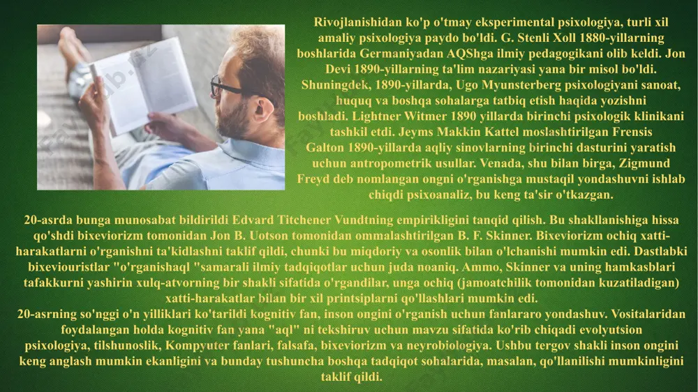 uflari, dan fales (fl. miloddan avvalgi 550 yil), hatto rim davriga qadar, ular nima deb ataganliklari haqida batafsil nazariyani ishlab chiqdilar psuchẽ (ruhiyat ) ("psixologiya" ning birinchi yarmi kelib chiqadi), shuningdek boshqa "psixologik" atamalar - nous, thumos, logistikon, va boshqalar. ularning eng ta'sirchanlari bu hisoblar aflotun (ayniqsa respublika ), pifagoralar va of aristotel (masalan, peri psycheslotin nomi ostida yaxshi tanilgan, de anima ). platonnikidir ruhning uch tomonlama nazariyasi, chariot allegory kabi tushunchalar eros keyingisini aniqladi g'arbiy falsafa psixikaning qarashlari va freyd kabi kutilgan zamonaviy psixologik takliflar id, ego va super ego va libido; "1920 yilda freyd platonni psixoanalizning ilmiy va madaniy kollokatsiyasini aniqlashga yo'naltirilgan strategiyaning bir qismi sifatida o'zining nazariyasining kashshofi sifatida taqdim etishga qaror qildi". ellinizm faylasuflari (ya'ni stoika va epikuriylar ) klassik yunon an'analaridan bir necha muhim yo'llar bilan ajralib turdi, ayniqsa ongning fiziologik asoslari bilan bog'liq masalalarda. rim shifokori galen bu masalalarni barchasidan eng aniq va ta'sirchan …