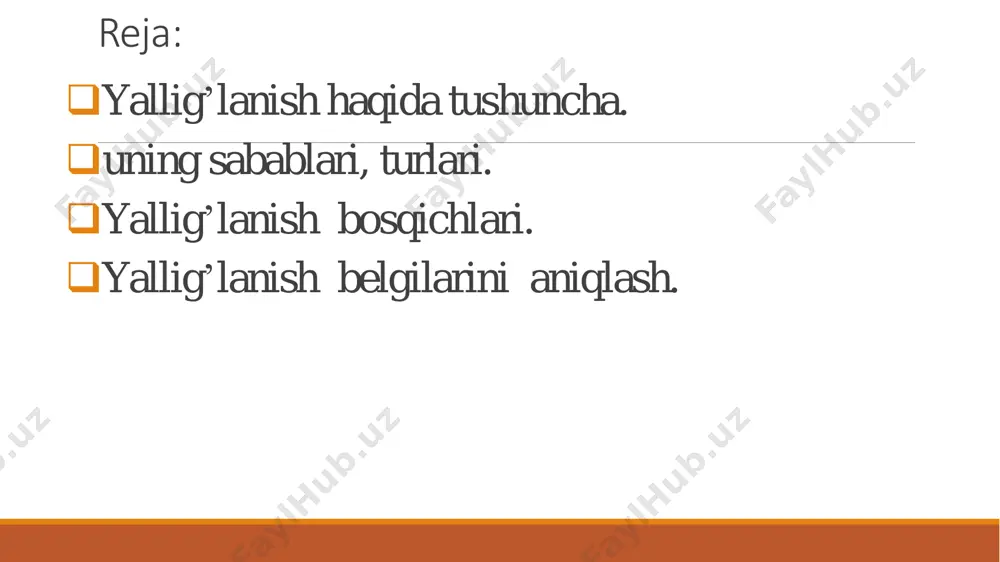 yoviy reaksiyadir, ammo organizm uchun zararli mohiyatga ega bo‘lib, o‘zining aksiga o‘tib ketishi mumkin. yallig‘lanish ko‘pchilik kasalliklar uchun xarakterlidir va uning joylashish o‘chog‘i yoki jarayonning xususiyatlari turli kasalliklarning xarakterli belgilarini belgilab beradi. yallig‘lanishda kuzatiladigan o‘zgarishlar aniq klinik belgilarni paydo qiladi: qizarish, bo‘rtish, haroratning ko‘tarilishi, og‘riq va funksiyaning buzilishi. yallig‘lanishni keltirib chiqaradigan sabablar juda xilma-xildir. bularga organizmga tashqaridan tushuvchi infeksion agentlar–patogen mik roorganizmlar, ularning toksinlari, parazit hayvonlar va ular ajratadigan moddalar, turli fizikaviy hamda kimyoviy ta’sirotlar, shuningdek, organizmning o‘zida hosil bo‘ladigan zararli moddalar kiradi. ammo yallig‘lanishning turli turlarida uning hosil bo‘lishi, xarakteri, kechishi va oqibati uchun organizmning reaktivligi yetakchi ahamiyatga ega. organizmning sezuvchanligi yuqori bo‘lganida kuzatiladigan jadal boruvchi yallig‘lanish reaksiyalari giperergik, kuchsiz reaktivlikda ro‘y beradigan reaksiyalar anergik(reaksiyaning yo’qligi), gipoergik reaksiyalar deb ataladi. yallig‘lanishning kuchsiz bo‘lishi yoki reaksiyalarning butunlay bo‘lmasligi bilan xarakterlanadigan anergetik holat ikki xil kelib chiqadi. anergiya ba’zan organizmda mazkur agentga nisbatan immunitet borligiga bog‘liq bo‘ladi. boshqa holatlarda esa u …