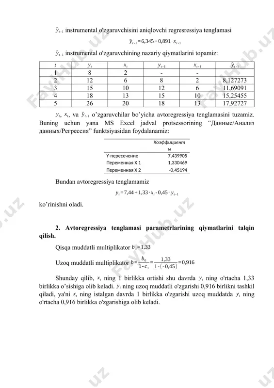 dinamik ekonometrik modellar (tajriba mashg’ulot) - Page 2
