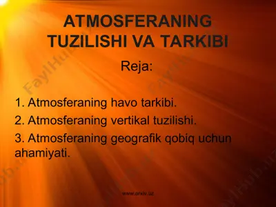 atmosferaning tuzulishi tarkibi — PPT