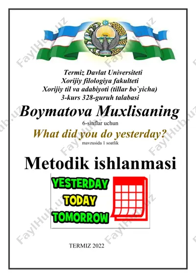 metodik ishlanma "what did you do yesterday?" — DOCX