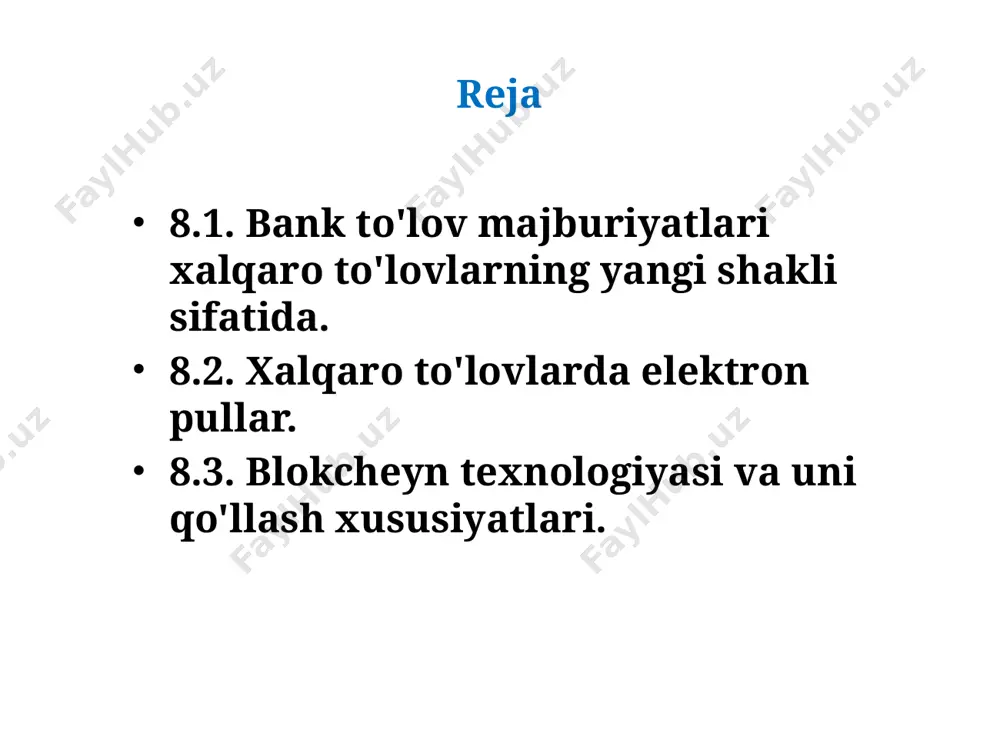 qlandi. bank to'lov majburiyati paydo bo'lishining zaruriy shartlari orasida xalqaro to'lovlarning umumiy hajmida ochiq hisobvaraq bo'yicha hisob-kitoblarning muhim ulushini va to'lov akkreditividan foydalangan holda xizmat ko'rsatish uchun katta vaqt va moliyaviy xarajatlarni ajratib ko'rsatish kerak. bank to'lov majburiyati (btm) hisob-kitob majburiyati bo'lib, xalqaro savdo palatasining bank komissiyasi va swiftning qo'shma loyihasidir. urbpo ga muvofiq, bank to'lovi majburiyati deganda majburiyat beruvchi bankning banklar tomonidan kelishilgan shartlarga muvofiq, benefitsiar-bank foydasiga belgilangan miqdorda to'lash bo'yicha qaytarib bo'lmaydigan va mustaqil majburiyati tushuniladi. hisoblashning ushbu shakli uchun quyidagi atamalar qo'llaniladi. majburiy bank (obligor bank) - bu importyorning risklarini o'z zimmasiga olishga va eksportyor banki oldidagi btm bo'yicha majburiyatlarni olishga tayyor bo'lgan bank. yetkazib beruvchining banki (resipient bank) – o‘zining eksport qiluvchi mijoziga pul mablag‘lari kelib tushishini kafolatlash majburiyatini olgan bank. btm asosi (belgilangan asos, established baseline) - foydalanish maqsadida uning ishtirokchilari tomonidan kelishilgan tashqi savdo bitimining parametrlari, shuningdek, btmni qo'llash sharti. bank to'lovi majburiyati hujjatli …