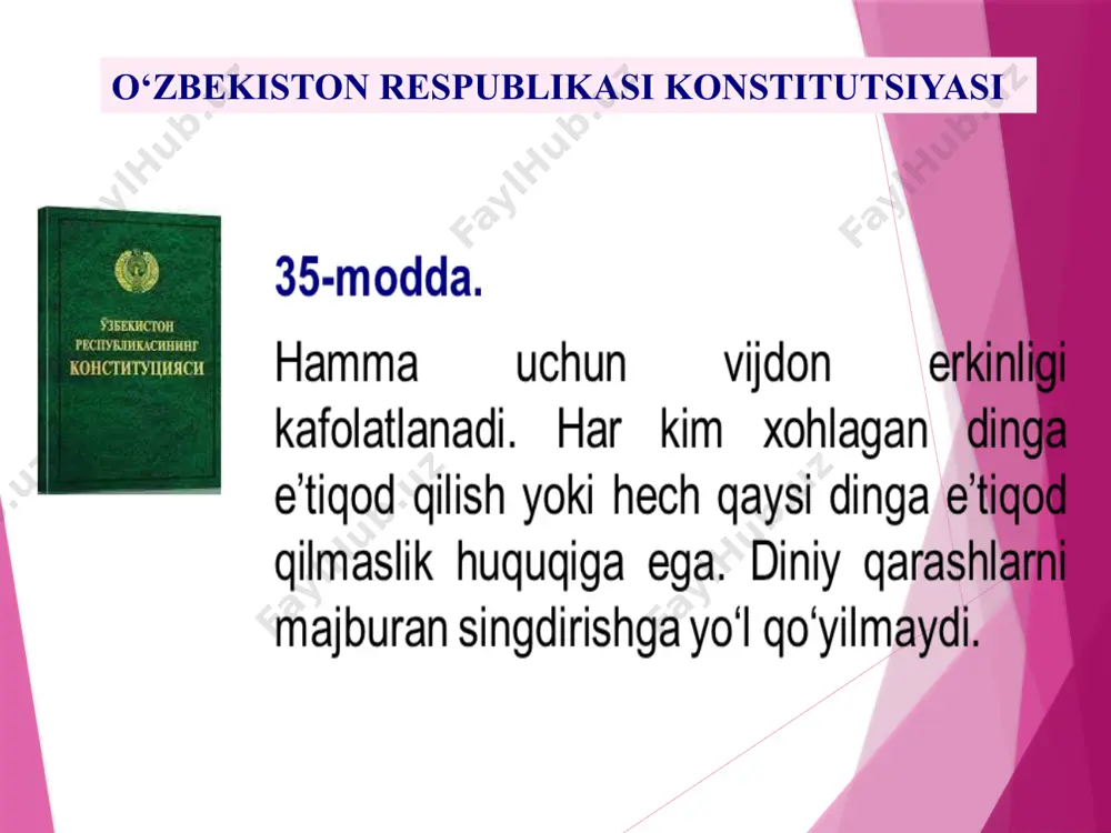 iya, sotsiologiya, arxeologiya va boshqa ijtimoiy fanlar bilan mustahkam bog’liqligi uning nazariyasini boyitishga xizmat qiladi. din fenomenologiyasi. fenomen, namoyon bo’luvchi, ko’zga ko’rinuvchi narsa bo’lib, fenomenologiya ko’zga ko’rinuvchi narsaning sistematik shaklda tadqiq qilinishidir. dinning ko’zga ko’rinuvchi, tashqarida aks etuvchi jihatlarini o‘rganuvchi ilm sohasiga “din fenomenologiyasi” deyiladi. din sotsiologiyasi. din – jamiyat munosabatlarini, bu munosabatlar ortidan kelib chiquvchi voqea-hodisalarni o‘rganadi. shu tufayli bu ilm sohasi ijtimoiy diniy muassasalarni, dinning davlat, xalq, oilaga nisbatan munosabatini, din sohasida yuzaga keluvchi ijtimoiy voqea-hodisalarni, turli din jamoalarining jamiyat bilan bo’lgan munosabatlarini asosiy mavzu sifatida tadqiq qiladi. din psixologiyasi. bu ilm sohasi, zamonaviy psixologiya bilan birgalikda shakllangan va uning bir tarmog‘i holiga aylangan. din psixologiyasi, avvalo insonga oid bo’lgan diniy hayotning turli jihatlarini psixologik jihatdan o‘rganadi. ya’ni din psixologiyasi dinning psixologik jihatini, shaxsning diniy tajribasini va bu tajribaning turli ko’rinishlarini bayon qilishga harakat qiladi. din falsafasi. din sotsiologiyasi, psixologiyasi kabi asosiy mavzusi “din” bo’lgan din falsafasi, “din”ni …