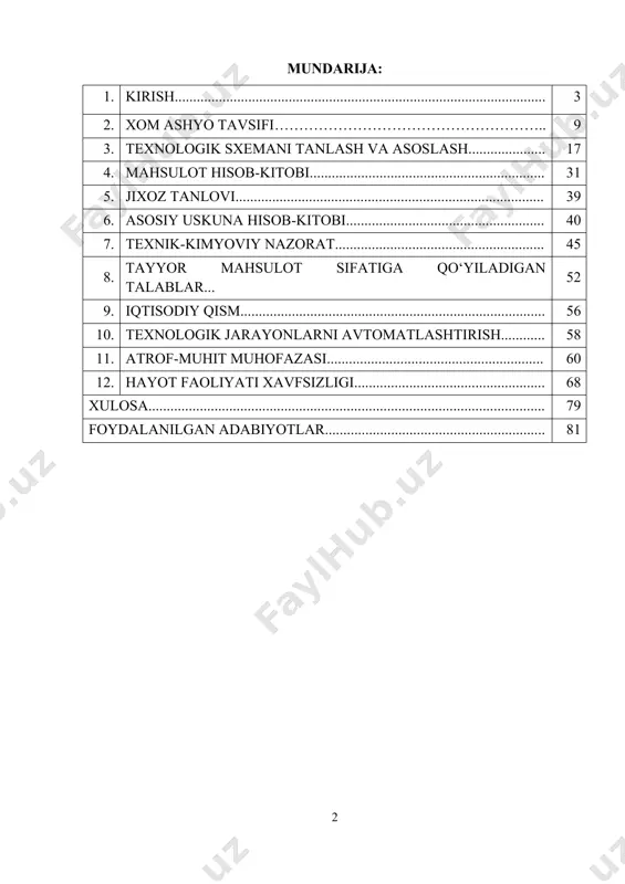 ‘zbekistonning an’analarga boy oziq-ovqat ishlab chiqarish usullari, butun dunyoga taniqli bo‘lgan mahsulotlar yaratish imkoniyatini beradi. ammo, bunday mahsulotlarning sifati va xavfsizligi har doim dolzarb masaladir. aynan shu sababli, hunarmandchilik usulida tayyorlangan oziq-ovqat mahsulotlarining sifatini nazorat qilish, ular bozor talablariga mos kelishini ta’minlash va iste’molchilarni xavfsizlik nuqtai nazaridan himoya qilish zarurati kundan-kunga ortib bormoqda. prezidentimiz tomonidan 2023-yil 10-noyabrda imzolangan “oziq-ovqat mahsulotlarining sifatini va xavfsizligini ta’minlash tizimini takomillashtirish chora-tadbirlari to‘g‘risida”gi qaror[footnoteref:1], ushbu masalalarga alohida e’tibor qaratmoqda. mazkur qarorda oziq-ovqat mahsulotlari xavfsizligini ta’minlashda yangi standartlar joriy etish, hunarmandchilik usulida ishlab chiqarilayotgan mahsulotlarning sifatini yaxshilash uchun samarali tizimlar va mexanizmlarni ishlab chiqish bo‘yicha qat’iy chora-tadbirlar belgilab berilgan. oziq-ovqat xavfsizligini monitoring qilish, tekshiruvlar o‘tkazish, yangi texnologiyalarni qo‘llash va bozorni kengaytirish kabi vazifalar alohida ta’kidlangan. [1: 2023-yil 10-noyabrda imzolangan “oziq-ovqat mahsulotlarining sifatini va xavfsizligini ta’minlash tizimini takomillashtirish chora-tadbirlari to‘g‘risida”gi qaror] shu nuqtai nazardan, hunarmandchilik usulida tayyorlangan oziq-ovqat mahsulotlarining sifati va xavfsizligini nazorat qilish nafaqat iqtisodiy rivojlanish, …