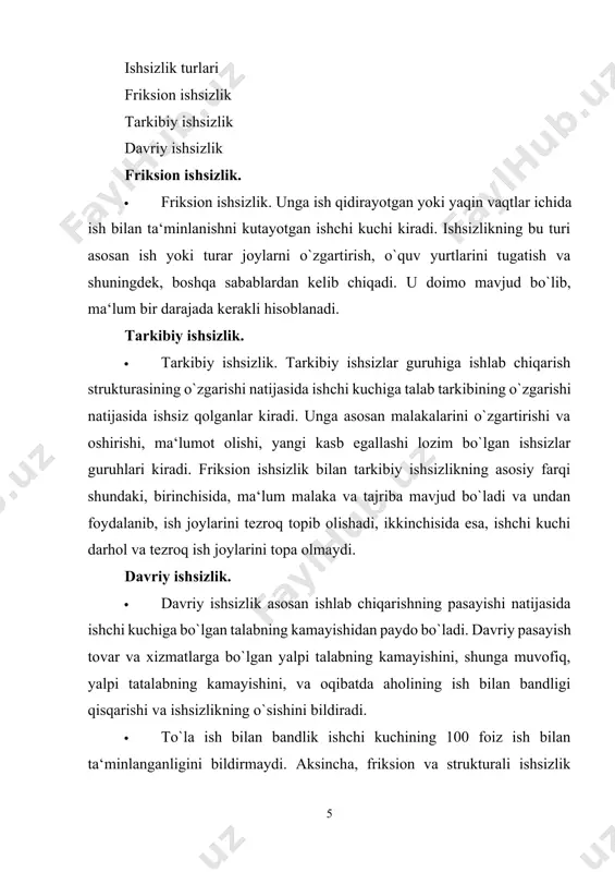 hajmini aniqlash imkonini beradi. hozirgi kunda β koeffitsienti deb atalgan bu koeffitsient miqdori 2 foizdan 3 foiz oralig`ida deb hisoblanadi ouken qonunini formulasi · ouken qonunini formulada quyidagicha tasvirlash mumkin: · yuz= -2,5[ u –u*] · bu yerda: u* – ishsizlikning tabiiy darajasi; u – ishsizlikning haqiqiy darajasi. · yaim uzilishini ifodalaydigan formula bilan ouken qonunini formulasini umumlashtirib quyidagi formulani olamiz: · yh – yp · ------------- 100 = - β [ u –u*] · yp · ouken qonuni izohlagan miqdoriy bog`liqlikning teskari jihatiga e‘tibor qaratamiz. iqtisodiy tadqiqotlar shuni ko`rsatadiki yaimning 2-3 foizga o`sishi davriy ishsizlik darajasini 1 foizga qisqarishini keltirib chiqarmas ekan. 3.fillips egri chizigi · 3.fillips egri chizigi · · iqtisodiyot o`z rivojlanishida potentsial darajaga yaqinlashgan shariotda yoqi bandliliq darajasini oshirish yoxud inflyatsiya darajasini pasaytirish kabi muqobil variantlardan birini tanlashga majbur bo`linadi. chunki qisqa muddatli davrda ishsizlik va inflyatsiya darajalari o`rtasida tesqari bogliqlik mavjud. ishsizlikni pasaytirish ish joylarini …