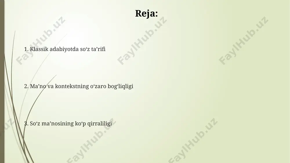 a’nolarni anglatgan. 12-asr xorazm shahridagi adabiy asarlarda “adolat” tushunchasi, shar’iy huquq va an’anaviy qadriyatlar bilan chambarchas bog‘langan holda talqin qilingan. 5-asr yunon adabiyotida ishlatilgan “demokratiya” so‘zining ma’nosi, afinadagi siyosiy tuzum va ijtimoiy hayot bilan uzviy bog‘liq bo‘lib, zamonaviy tushunchalaridan sezilarli darajada farq qilar edi. soʻz maʼnosining evolyutsiyasi qadimgi yunonistonda, miloddan avvalgi 5-4-asrlarda, “demokratiya” soʻzi dastlab faqat “xalq hokimiyati” degan maʼnoni anglatgan boʻlsa, keyinchalik uning maʼnosi kengayib, siyosiy tizimning turli xillarini ham oʻz ichiga oldi. oʻrta osiyo hududlarida, 10-12-asrlarda, “xoqon” soʻzi dastlab turkiy xalqlarning yetakchisini anglatgan boʻlsa, keyinchalik uning maʼnosi geografik chegaralarni kengaytirib, turli xalqlarni oʻz ichiga olgan kuchli hukmdorni bildirishga oʻtdi. rim imperiyasi davrida, taxminan milodiy 1-2-asrlarda, “imperator” soʻzi boshida faqat harbiy qoʻmondonni bildirgan, keyinchalik esa u butun imperiyaning oliy hukmdori maqomiga koʻtarildi va shu bilan birga uning maʼnosi ham oʻzgardi. klassik adabiyotda soʻz taʼrifi rim adabiyotida, 1-asrda yashab ijod qilgan kvitusning lugʻatida 5000 ga yaqin soʻzning taʼrifi berilgan boʻlib, …