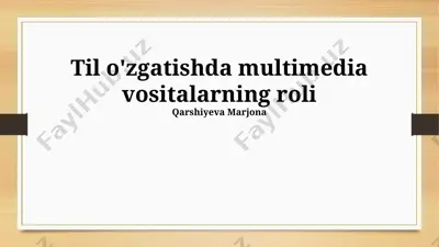 multimedia vositalarining tarjimadagi roli — PPTX