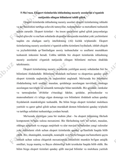 ekspert tizimlarida ishlashning nazariy asoslari — DOCX