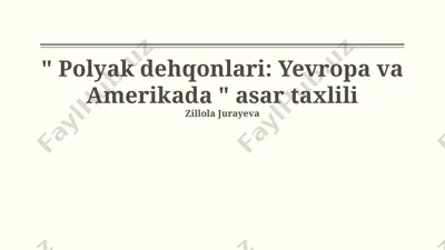 evropadagi o'zbek dehqonlari — PPTX