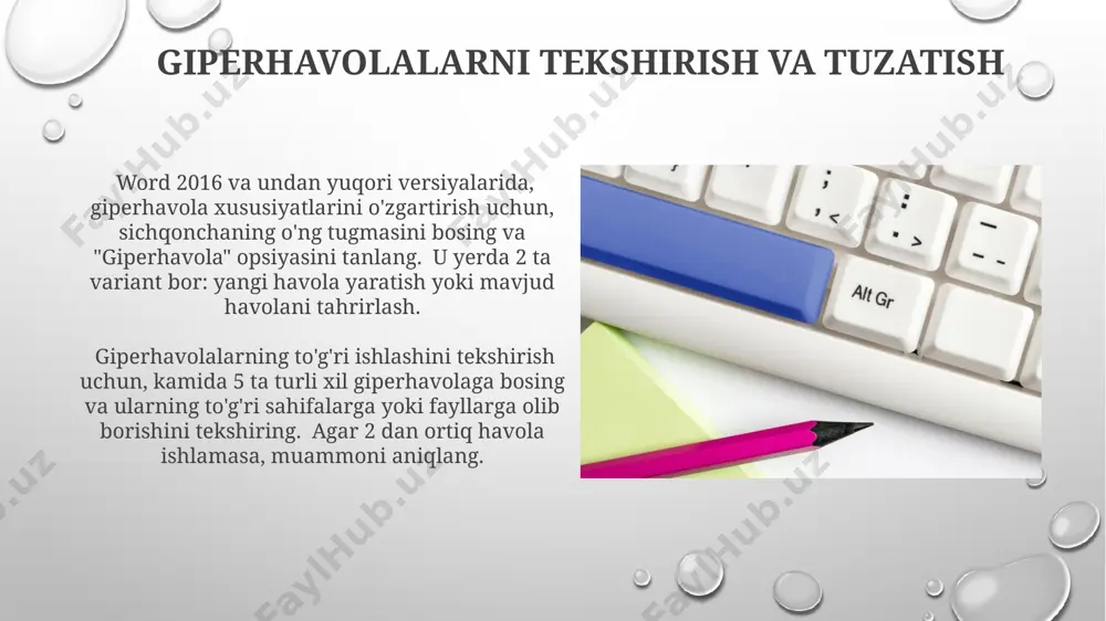 microsoft word matn muharririda gipersilka obyektlari bilan ishlash va tahrirlash - Page 5
