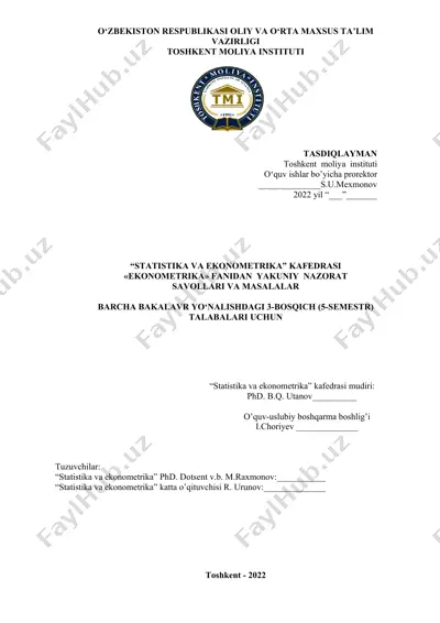 yakuniy nazorat savollari va masalalar — DOC