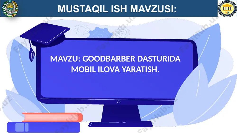dim etadi. shablonlar va dizayn imkoniyatlari: goodbarber platformasida tayyor shablonlar yordamida ilova dizaynini qanday tanlash va moslashtirish. xususiylashtirish va integratsiyalar: ilovada mavjud bo'lgan funksiyalarni (masalan, push bildirishnomalar, integratsiyalar, analitika) qanday sozlash mumkinligi haqida ma'lumot. 5 абулқосимова шахноза barber xizmatlari uchun mobil ilova yaratish: barber xizmatlari uchun mobil ilova yaratish: xizmatlarni rezervatsiya qilish: mijozlar o'zlari uchun barber xizmatlarini qanday qilib onlayn tarzda bron qilishlari mumkin. to'lov tizimi integratsiyasi: ilovaga to'lov tizimlarini qanday integratsiya qilish (masalan, paypal, stripe yoki boshqa to'lov platformalari). fikr-mulohazalar va reytinglar: mijozlarning barberlar haqidagi fikrlarini va reytinglarini qanday yig'ish va namoyish etish. mijozlar uchun push-bildirishnomalar: mijozlarga xizmatlar, uchrashuvlar va maxsus aksiyalar haqida eslatmalar yuborish. 6 абулқосимова шахноза ilovaning foydalanuvchi interfeysi (ui/ux) dizayni: ilovaning foydalanuvchi interfeysi (ui/ux) dizayni: ui/ux dizayni: ilovaning dizaynini yaratishda goodbarber platformasi qanday imkoniyatlar taqdim etadi, foydalanuvchi tajribasini (ux) yaxshilash uchun qanday dizayn elementlari qo'llaniladi. foydalanuvchi uchun qulayliklar: mijozlar va barberlar uchun ilovaning ishlash jarayoni qanchalik …