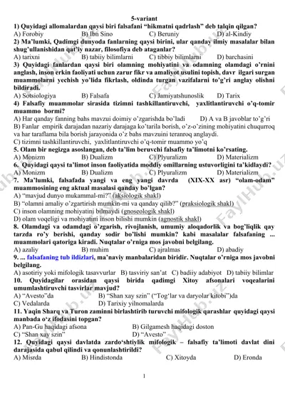 falsafiy muammolar — DOCX