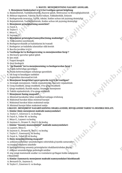 menejmentning nazariy asoslari — DOCX