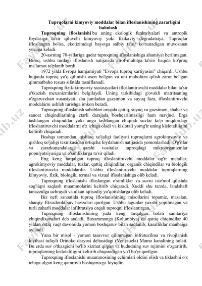 tuproq ifloslanishi va uning zararlari — DOCX