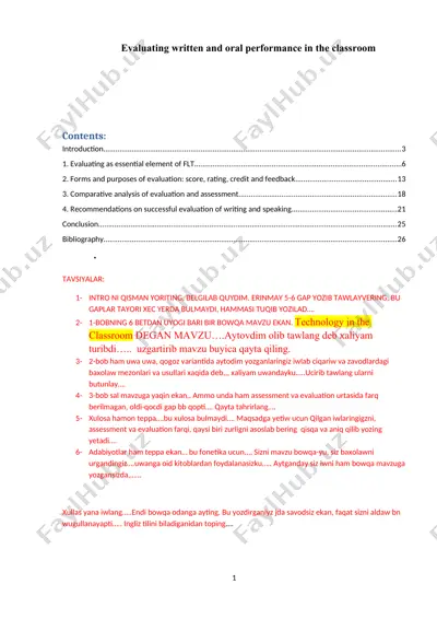 evaluating written and oral performance in the classroom — DOCX