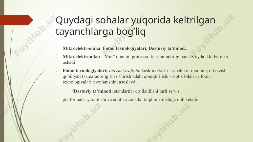 un - texnik xizmat ko‟rsatish markazlari; - ma‟muriy boshqaruv tizimi uchun – tarmoqni boshqaruv markazlari. tarmoq resurslarini boshqarishning dinamik tizimi, funktsiyalari va uni tashkil etish. tarmoq resurslarini dinamik boshqarish tizimining asosiy maqsadi kommunikatsiya uskunalari ish rejimi haqida statistik ma‟lumotlarni yig‟ish va tarmoq elementlarining ish samaradorligini ta‟minlashdan iboratdir. tarmoq resurslarini dinamik boshqarish tizimi resurslarini quyidagi asosiy sinflarga ajratish mumkin: a) dinamik nazorat ma‟lumot yetkazib berishning ehtimolli-vaqtincha dinamik nazorati va chegaralangan doirada qarorlar ishlab chiqish, shuningdek, ma‟lumotlarning ushlanib qolish talablari doirasida, xizmat ko‟rsatishdagi inkorlar kattaliklari bo‟yicha, ulanishlar sifati va tarmoqning ish sifati va ma‟lumotlarning ustuvorligi bo‟yicha tarmoq parametrlarini hujjatlashtirish; tarmoq uskunalari ish parametrlarini doimiy monitoringini olib borish, ularning me‟yorlarga nisbatan pasayishi tarmoqda sifatsiz xizmat ko‟rsatishga sabab bo‟lishi mumkin; tarmoq elementlaridagi yuklanish haqida ma‟lumotlarni yig‟ish; b) yuklamani boshqarish abonent yuklamalarini va tarmoqqa kirishni boshqarish (tarif jadvalidan foydalanish, ustuvor xizmat ko‟rsatish, abonentlarning bir qismini o‟chirish hisobiga, abonent yuklamalarini chegaralash, qayta chaqiruvlar uchun to‟lov tayinlash, …