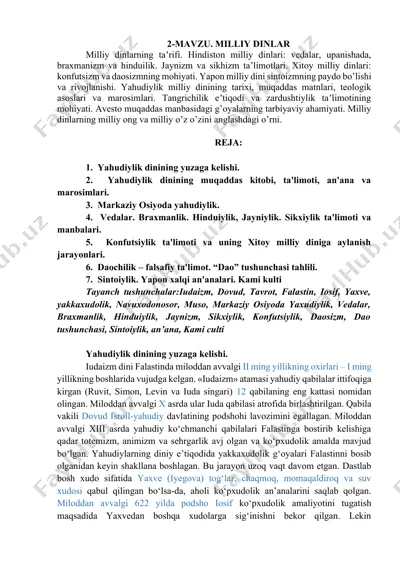 milliy dinlarning ta'riflari — DOCX