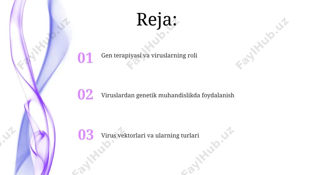 yilda xitoyda olib borilgan tadqiqotlar shuni ko'rsatdiki, crispr-cas9 texnologiyasi bilan birgalikda o'zgartirilgan viruslar saraton hujayralarini yo'q qilish uchun samarali vosita bo'lishi mumkin. viruslar yordamida gen tahriri oiv virusining gp120 oqsili, gen terapiyasi uchun vektor sifatida ishlatilib, 2020-yilda aqshning kaliforniya shtatida o'tkazilgan tadqiqotlarda 50% muvaffaqiyat ko'rsatdi. bakteriofaglar, masalan, t4 fagi, bakteriyalar genomiga ma'lum genlarni kiritish orqali, 2015-yilda yaponiyada o'tkazilgan tajribalarda antibakterial dorilarga chidamlilikni o'rganishda qo'llanildi. adenoviruslarni qo'llash adenovirusli vektorlarning katta hajmdagi dnkni o'z ichiga olishi va inson hujayralariga samarali tarzda yetkazilishi, 2000-yillardan buyon jahon sog'liqni saqlash tashkiloti tomonidan qo'llab-quvvatlanadigan global miqyosdagi tadqiqotlarni qo'zg'atdi. adenoviruslarning turli serotiplari, masalan, 5-serotipi, o'ziga xos to'qimalarga tropizmini namoyon qiladi va bu xususiyat genetik muhandislikda maqsadli gen yetkazib berishni amalga oshirishda, xususan, germaniyada ishlab chiqilgan texnologiyalar orqali, muhim ahamiyatga ega. virus vektorlari turlari lentivirus vektorlari, masalan, hiv-1 dan olingan, koʻp hujayrali organizmlarning, jumladan, insonning somatik hujayralariga integratsiya qilish qobiliyati tufayli genetik materiallarni uzoq muddatli ifodasini taʼminlaydi va …