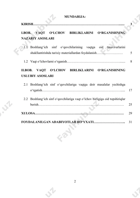 tsiya – kundalik holatlarda vujudga keladigan muammolarni hal etish uchun matematik mushohada yurita olish va uni qo‘llay olish qobiliyatiga ega bo‘lish. hisob - kitoblarni amalga oshirishning rivojlangan ko‘nikmalariga tayangan holda asosiy urg‘u tafakkur yuritish, bilim va malakalarga beriladi. matematik kompetentsiya turli darajada matematik mushohada yurita olish (mantiqiy va fazoviy tafakkur) hamda ma’lumotlarni taqdim etish usullarini puxta egallash va qo‘llashni o‘z ichiga oladi. – inson matematikaga hos mulohaza yuritish, matematikada isbotni va matematikaning tilini tushunishi, hamda buning uchun mos vositalardan foydalanishi malakalariga ega bo‘lishi kerak. – inson uyida va ishdagi kundalik vaziyatlarda asosiy matematik qonunlar va asosiy matematik usullarni tadbiq etish hamda asoslangan mushohada yuritish ketma-ketligini qurish va uni baholash malakalariga ega bo‘lishi kerak. matematikaga ijobiy munosabat haqiqatga nisbatdan hurmat, isbotlash uchun dalillarni izlash, ularning asos- langanligini baholay olish orqali shakllanadi. kurs ishining maqsadi. o‘quvchilаrning kunlаr vа оylаrni yozib berish, оy vа хаftа ichidа kunlаr sоni qаnchа ekаnligini аniqlаsh, dаrs vа …