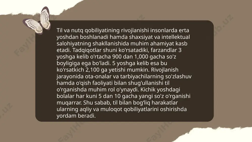 ajribalar olishni, sayohat qilishni va turli madaniyatlar bilan tanishishni tavsiya qiladi. shu bilan birga, ijodiy mashqlar, masalan, brainstorming va meditatsiya orqali ham ijodiy fikrlashni kuchaytirish mumkin. ... t.me/slaydai_bot jamoaviy o‘yinlar insonlar o‘rtasida ijtimoiy muloqotni mustahkamlaydi. tadqiqotlarga ko‘ra, jamoaviy sport turlari bilan shug‘ullanish odamlarga 50% ga ko‘proq ijtimoiy aloqalar o‘rnatish imkonini beradi. o‘yinlar ishtirokchilar orasida hamkorlik va jamoa ruhini rivojlantiradi, bu esa keyinchalik ijtimoiy muloqotda ham ahamiyat kasb etadi. masalan, basketbol va voleybol kabi o‘yinlar jamoa a’zolari o‘rtasida muloqot ko‘nikmalarini 30% ga oshirishga yordam beradi. jamoaviy o‘yinlar yoshlar uchun ayniqsa foydalidir, chunki ular o‘zaro tushunishni, muloqotni va hissiy intellektni rivojlantirishga xizmat qiladi. shu bilan birga, stress darajasini 25% ga kamaytirishi mumkin. ... t.me/slaydai_bot 10. mustaqil faoliyat va o'zini anglash mustaqil faoliyat va o'zini anglash shaxsni rivojlantirish jarayonida muhim ahamiyatga ega. mustaqil faoliyat orqali shaxs o'z qobiliyatlarini sinab ko'radi va yangi ko'nikmalarni rivojlantiradi. o'zini anglash esa insonning o'zini to'g'ri baholashi va imkoniyatlarini …