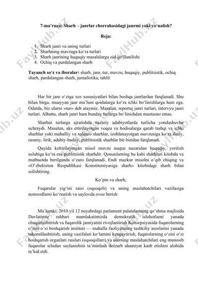 sharhning turlari va ularning xususiyatlari — DOCX