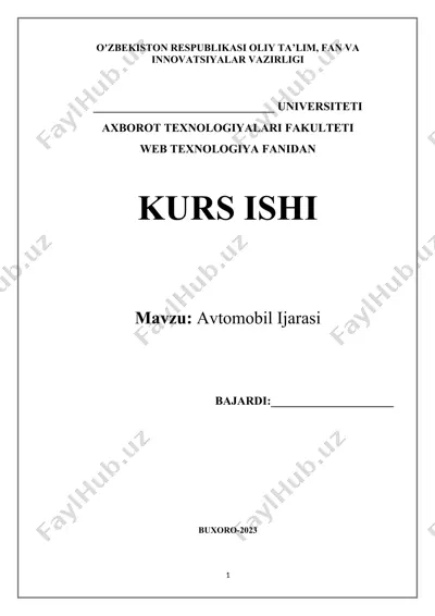 avtomobil ijarasi kurs ishi — DOCX