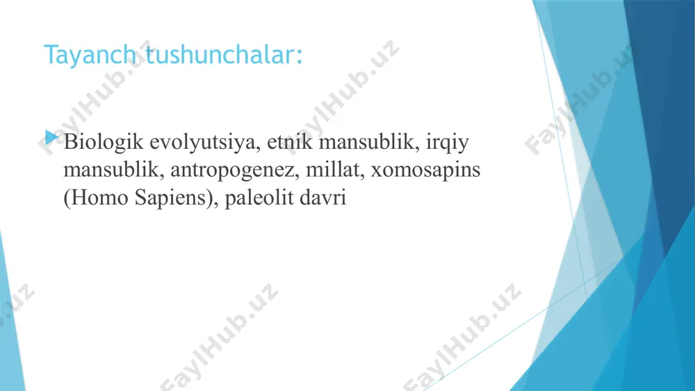 bo‘lishi mumkin. etnik guruhlar ma’lum joylarda birdamlik va uyushgan holda yashashi ham mumkin. etnik guruhlami o‘zlarini tili, dini, geografiyasi, tarixi va kelib chiqishi yuzasidan ham aniqlash mumkin. etnik guruhlami biologik nuqtai-nazardan asoslanganda irq borasida tushunchalar paydo bo‘ladi. bunga qaramay, irq madaniy va biologik kamsitish atamasidir. biroq hozirgi kunda bu ancha eskirgan va iste’moldan chiqqan atama hisoblanadi. irqlarning vujudga kelish tarixi. antropologlar aytishadiki irq madaniy va ijtimoiy jihatdan yaratilgan deb, ular insonlar ijtimoiyligi yaratganligi» nazarda tutishib biologik mavjudlik emas deb ta’kidlashgan. irq etnik masublika o‘xshab biologik reallik emas, balki madaniyat kategoriyasiga kiradi deb ta’kidlashgan. irqchilik ijtimoiy va siyosiy jihatdan ko‘p ishlatiladigan termin bo‘lib, biologik tushunchalar orqali bir guruhning boshqa guruh ustidan o‘zini ustun qo‘yishidir. irqchilik biologjjc farqlanishni o‘z ichiqa olib xalqlar o‘rtasidagi munosabatlarga rahna solishga sabab bo‘luvchi tushuncha hamdir. dunyodagi har bir nuqtasidagi irqiy jihatdan tasniflash yaxshi mazmunga ega deb tavsiflanmaydi. bu odatda ma’lum bir guruh odamlaming boshqa biridan ustun qo‘yishini …