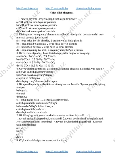 nafas olish sistemasi — DOCX