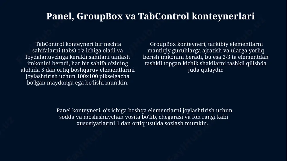 windows formsda konteynerlar bilan ishlash - Page 4