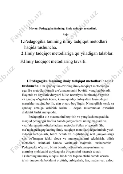 pedagogika ilmiy asoslari. pedagogikaning fan sifatida shakllanishi — DOCX